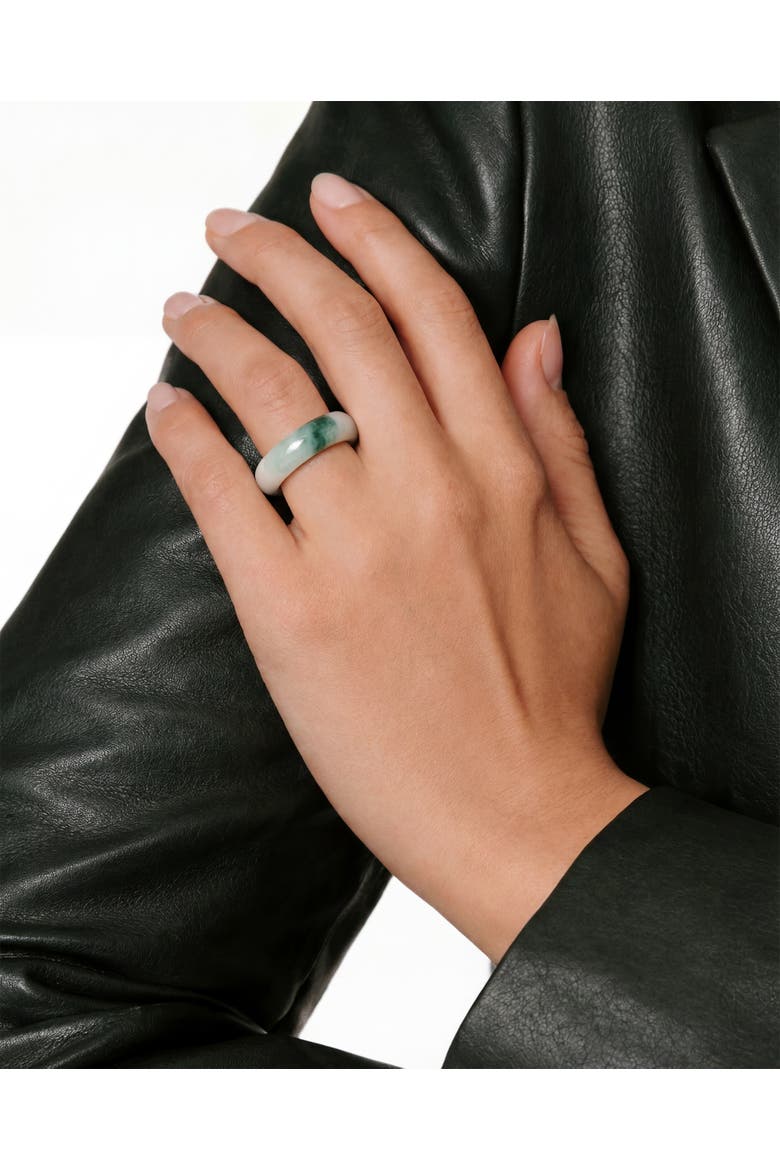 Koi Mottled green jade ring, Alternate, color, Green