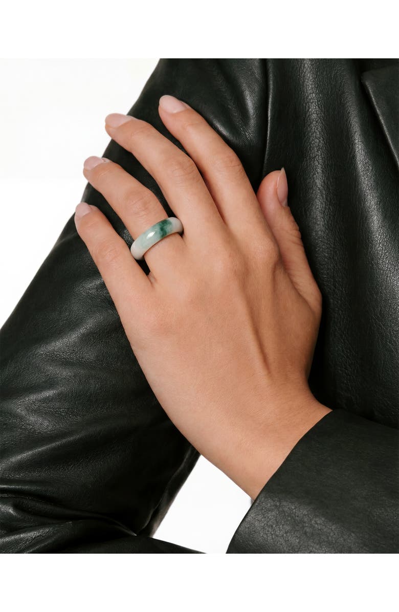 seree Koi Mottled green jade ring, Alternate, color, Green