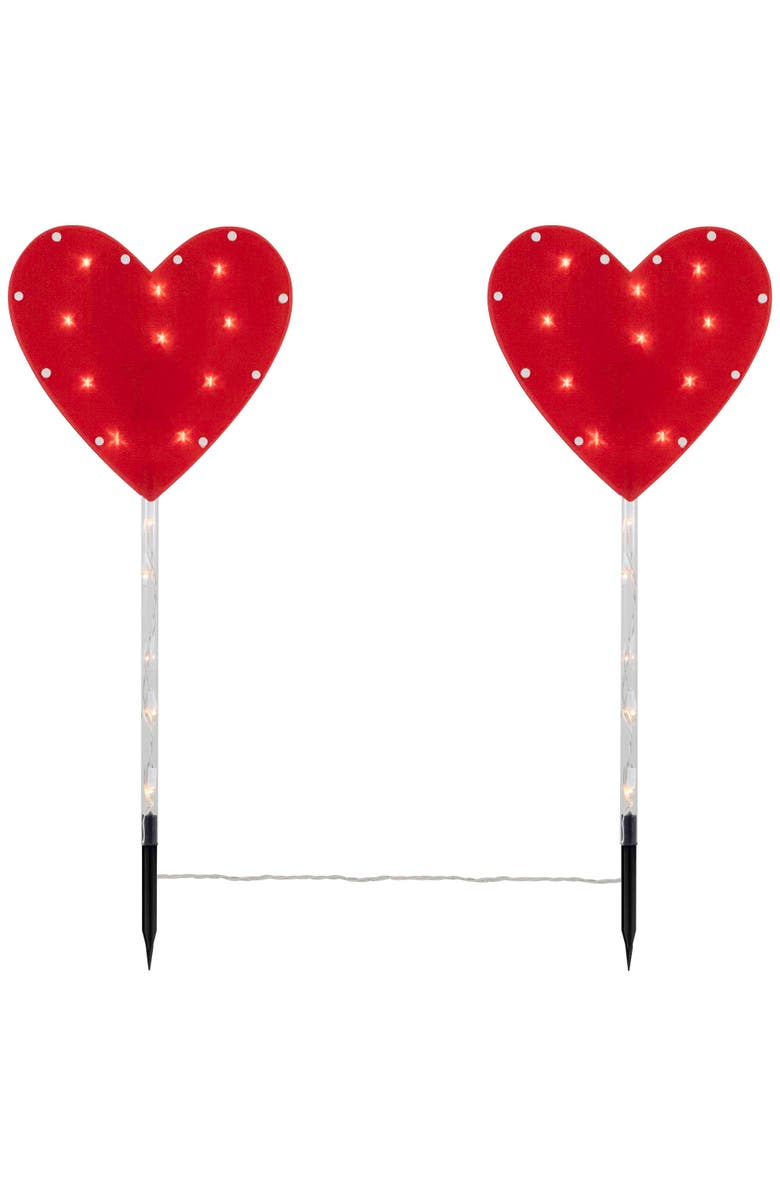 Northlight Lighted Heart Valentine's Day Outdoor Pathway Markers - 28.75" - Set of 4, Alternate, color, Red
