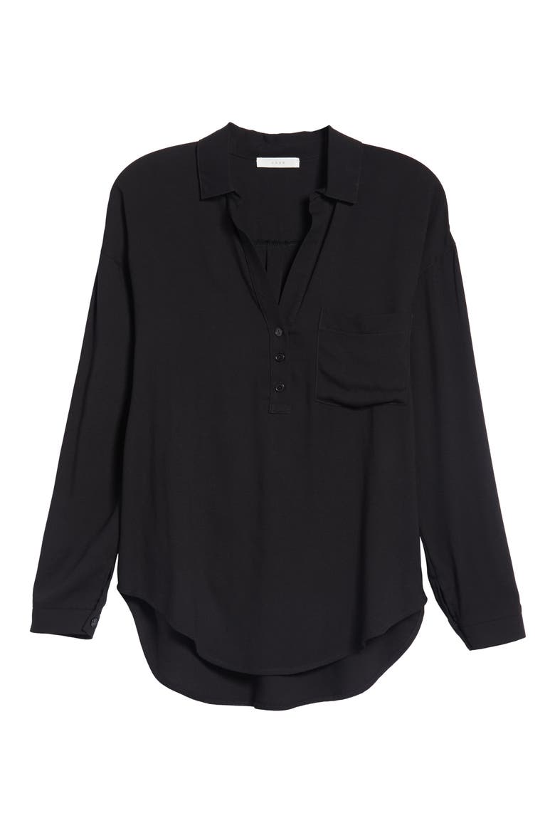 Slouchy Pocket Henley, Alternate, color, SOLID BLACK