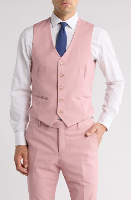 Gino Vitale Skinny Fit Solid Stretch Three Piece Suit In Soft Pink