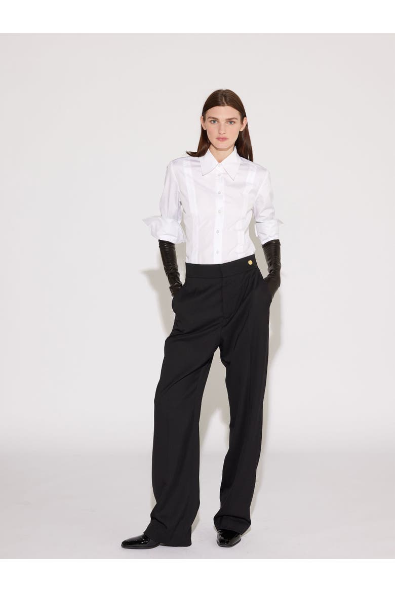 Sydney Relaxed Menswear-Style Trouser, Alternate, color, Black