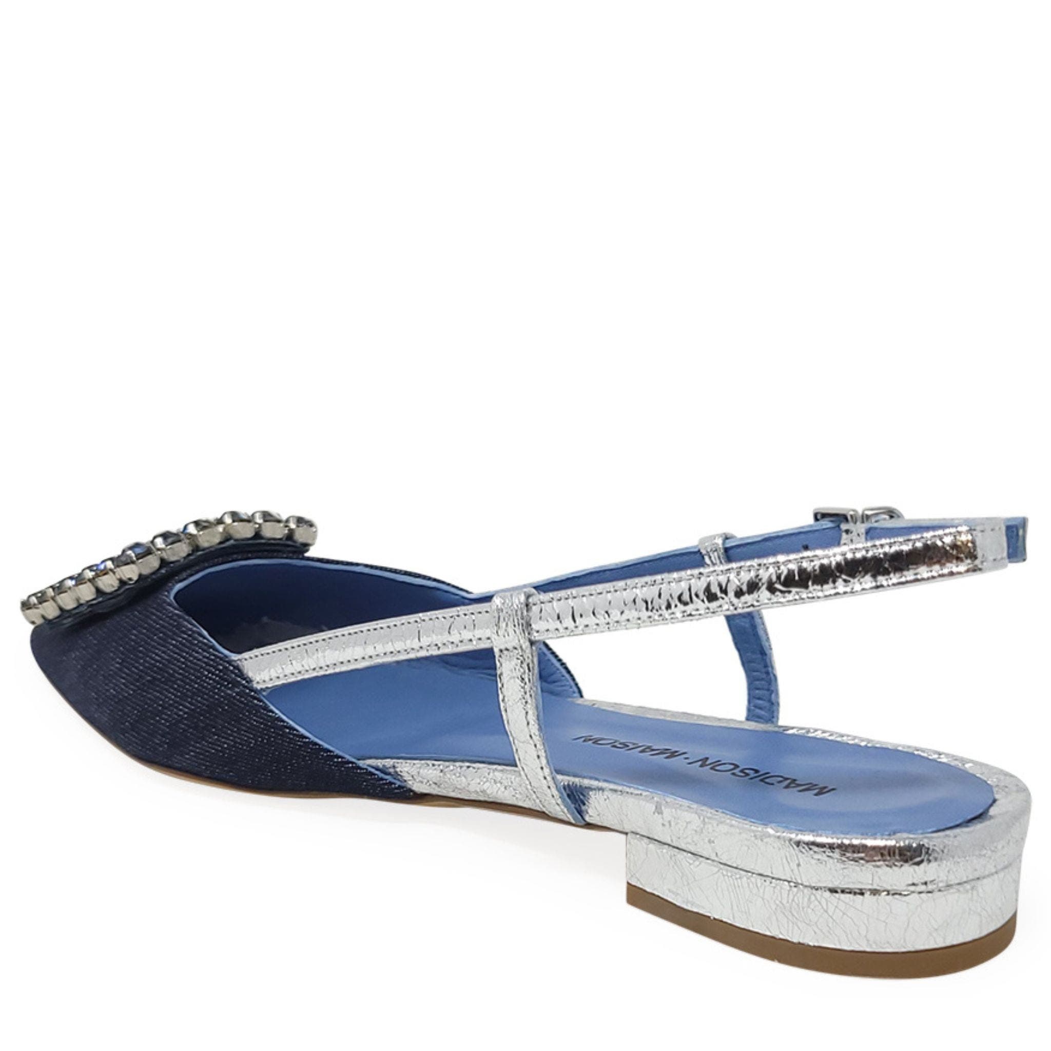Sling Back Flat, Alternate, color, Denim/Silver