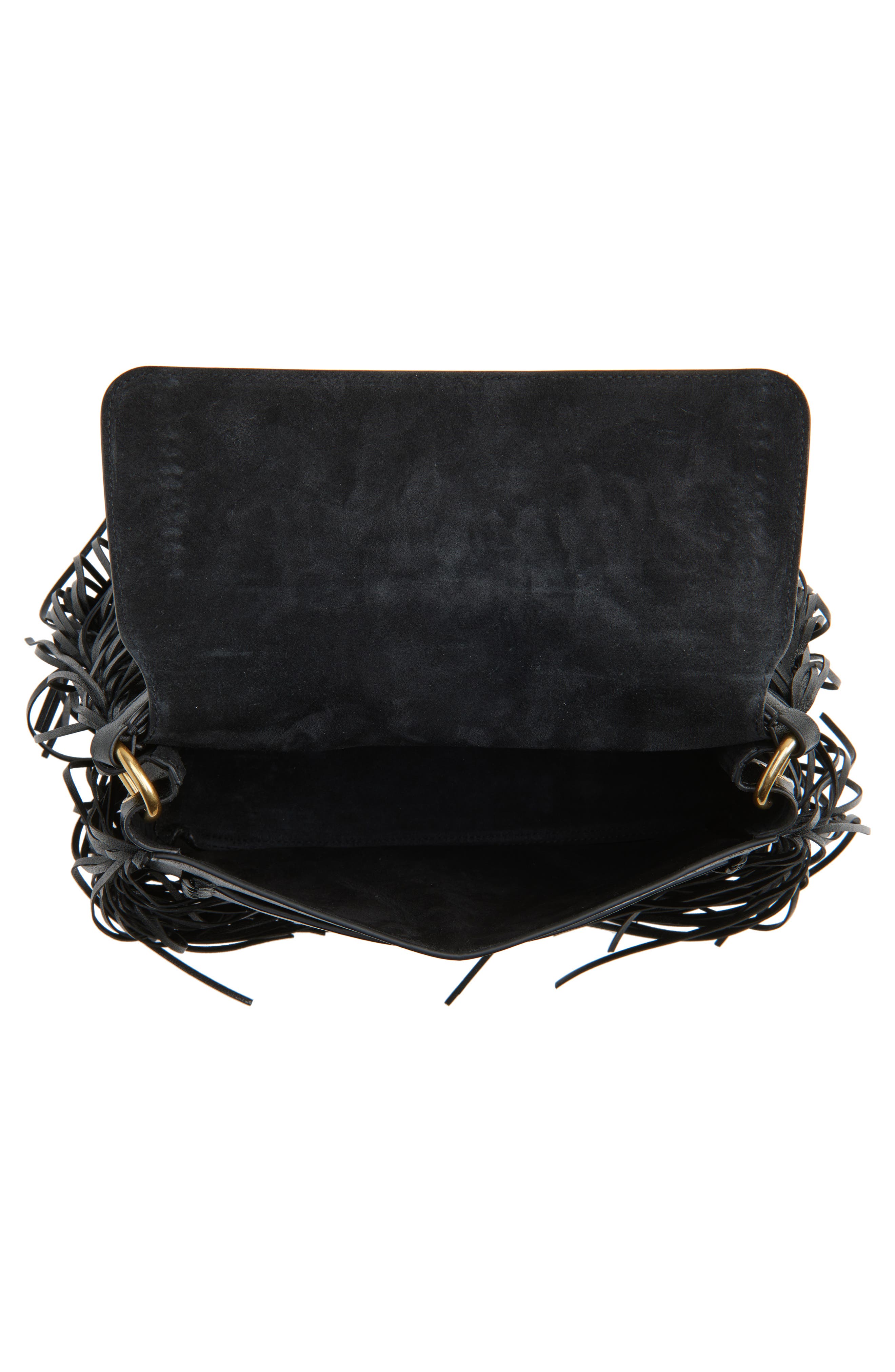 Burberry Small Rider Fringe Leather Top Handle Bag, Alternate, color, Black