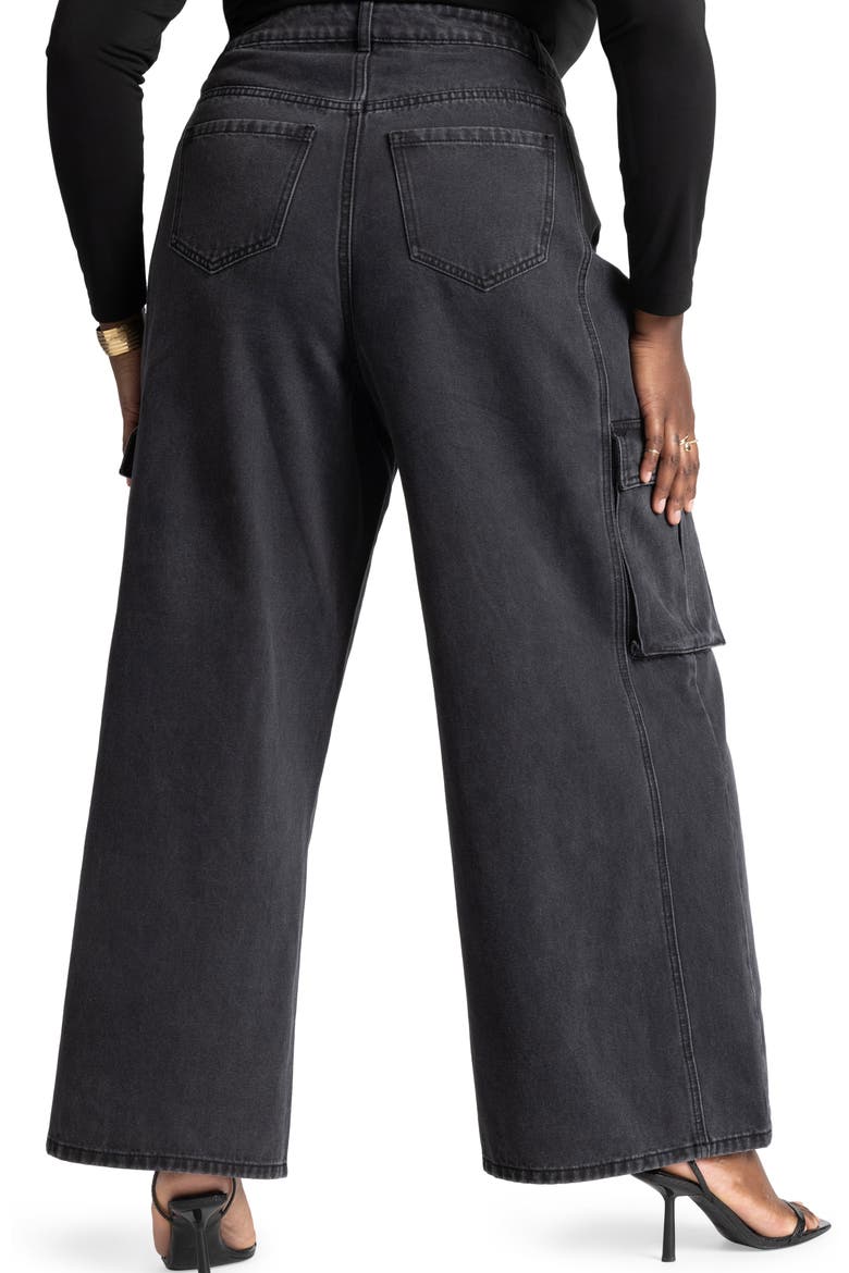 Wide Leg Cargo Jean, Alternate, color, BLACK WASH