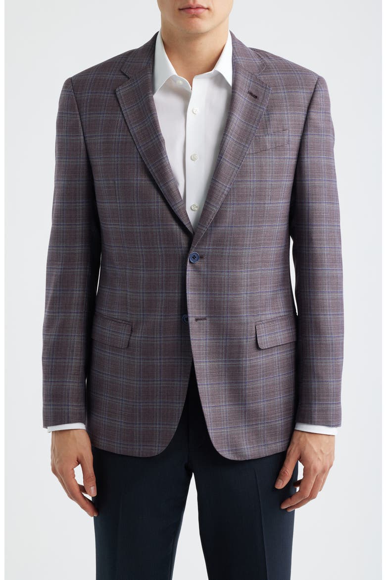 Purple Check Virgin Wool Sport Coat, Main, color, PLUM