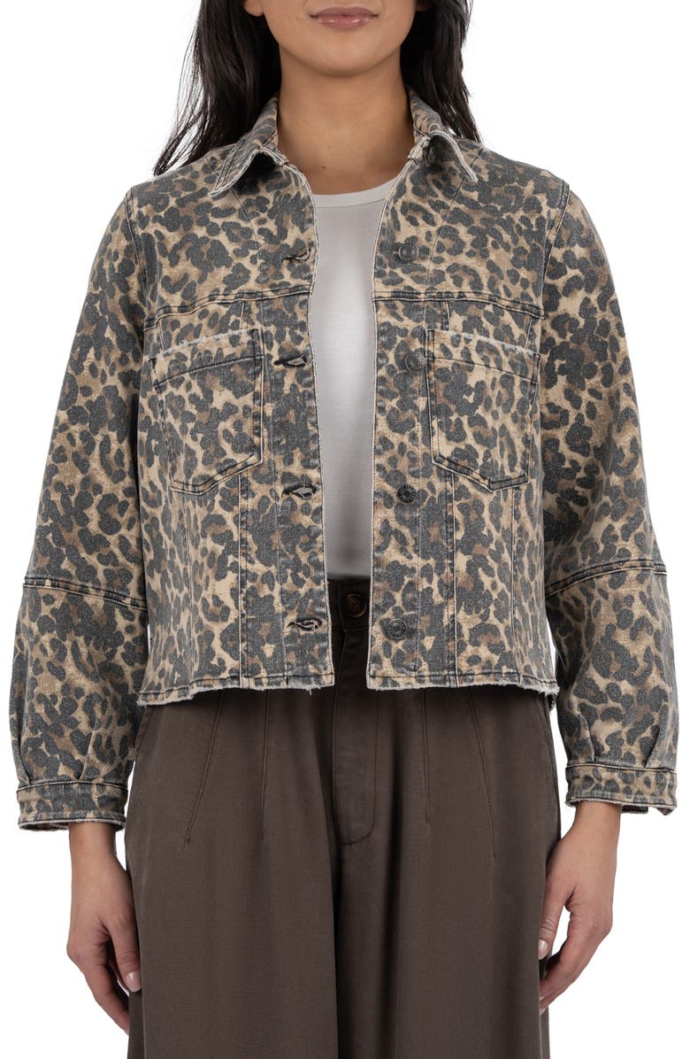 KUT from the Kloth Bailey Leopard Print Denim Jacket, Main, color,
