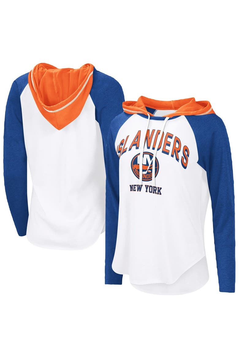 Women's G-III 4Her by Carl Banks  White New York Islanders VIP Raglan Long Sleeve Hoodie T-Shirt, Main, color, White