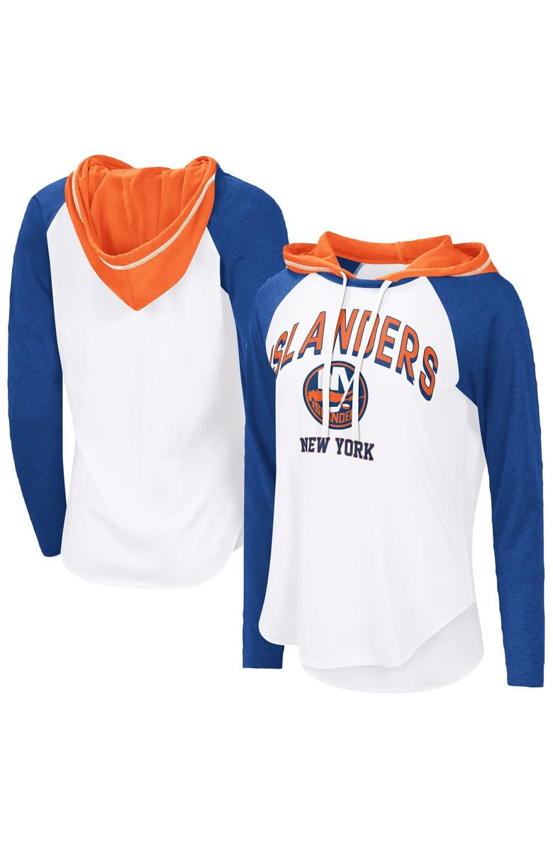 G-III 4HER BY CARL BANKS Women's G-III 4Her by Carl Banks  White New York Islanders VIP Raglan Long Sleeve Hoodie T-Shirt, Main, color, White