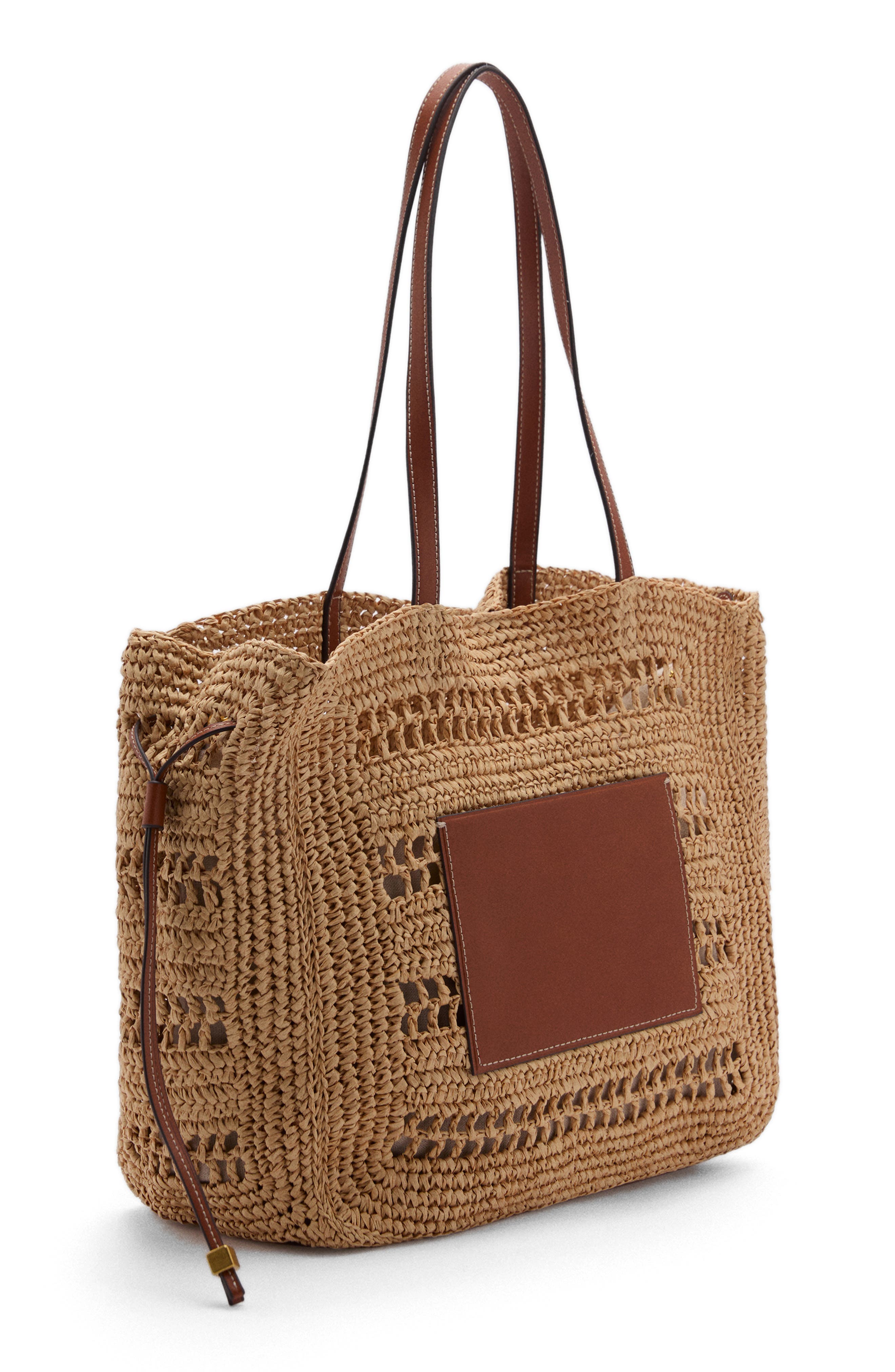 MANGO Straw Shopper Tote Bag, Alternate, color, 