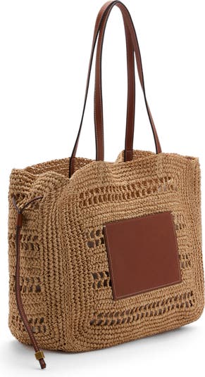 Small Double Handle Natural Fiber Crossbody Bag