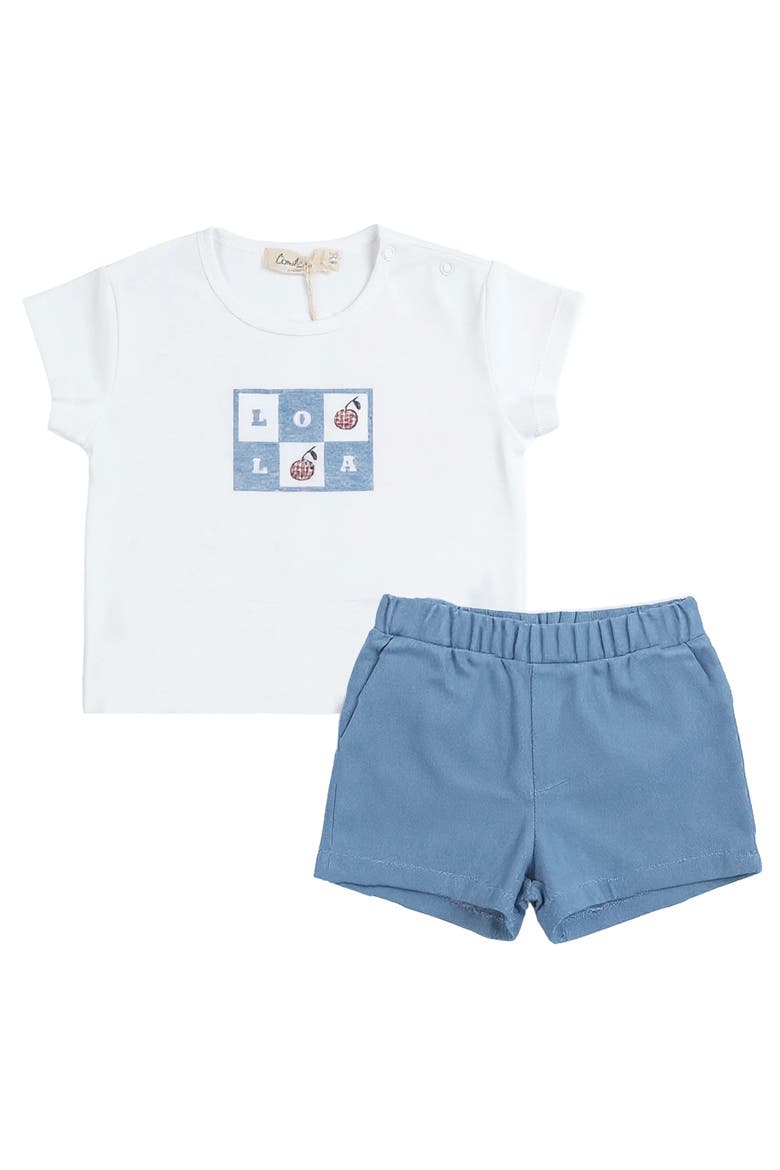 Boy Woven Denim Shorts & Rib Knit Top Two Piece Set, Main, color, Light Denim Wash
