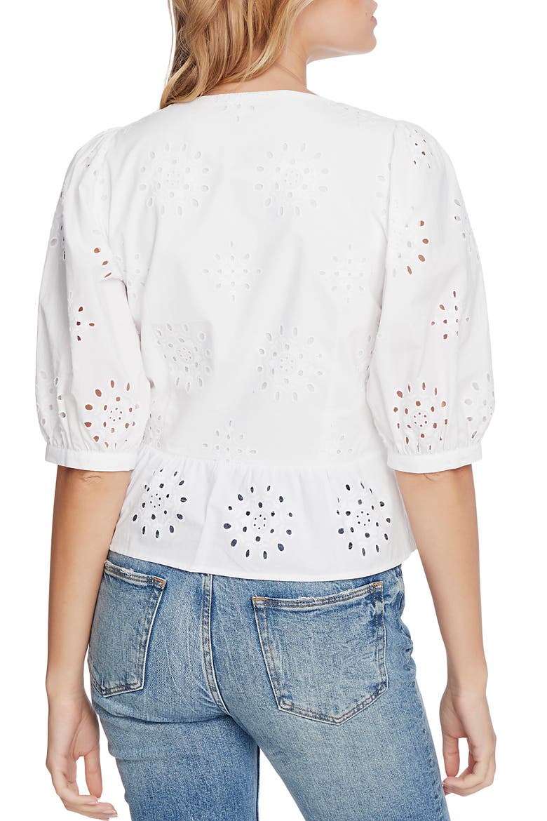 Eyelet Peplum Top, Alternate, color, ULTRA WHITE