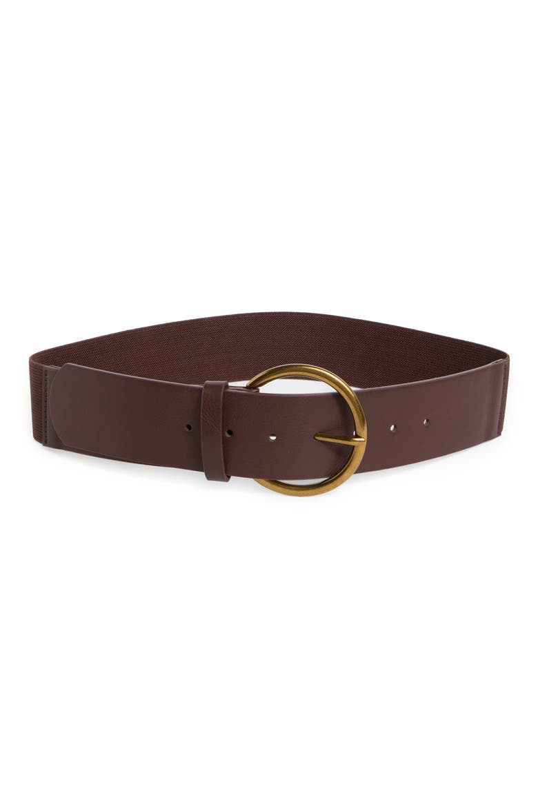 Round Buckle Wide Belt, Main, color, BROWN