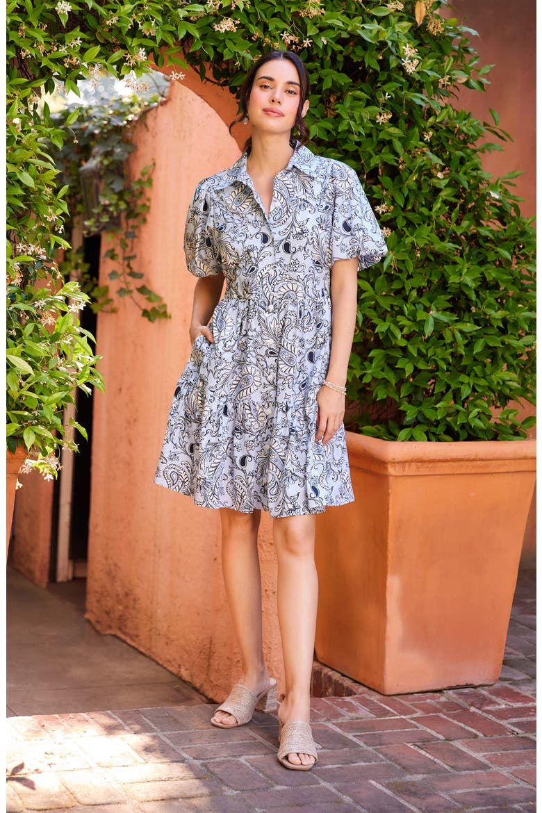 Tiered Puff Sleeve Shirtdress, Alternate, color, PAISLEY