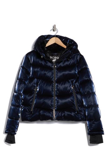 Bcbgeneration Hooded Faux Fur Lined Water Resistant Puffer Jacket In Blue