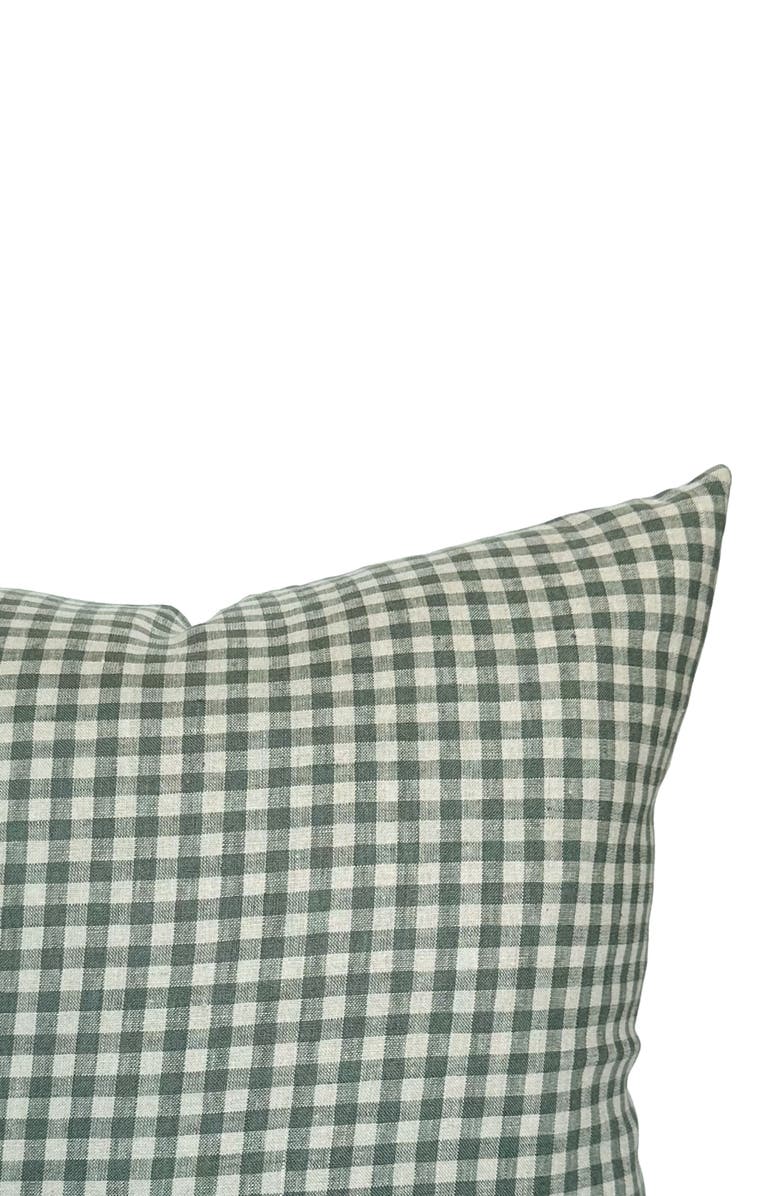 Linen & James Quincy | Sage Green Linen Gingham Pillow Cover, Alternate, color, Vintage Sage Green