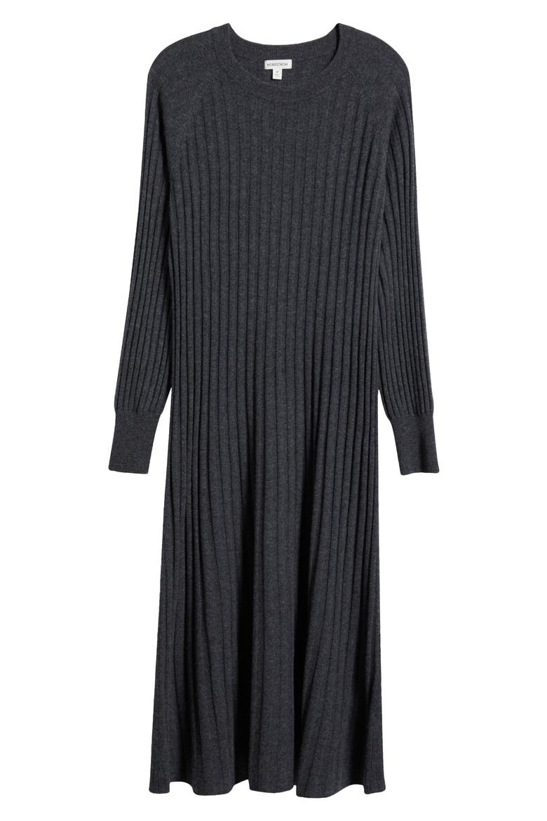 Long Sleeve Wool & Cashmere Sweater Dress, Alternate, color, GREY DARK CHARCOAL HEATHER