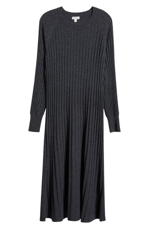 Nordstrom Long Sleeve Wool & Cashmere Sweater Dress In Grey Dark Charcoal Heather
