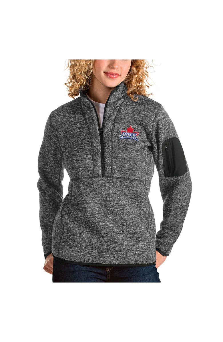 ANTIGUA Women's Antigua Heathered Charcoal Toronto Rock Fortune Half-Zip Pullover Jacket, Main, color, Heather Charcoal