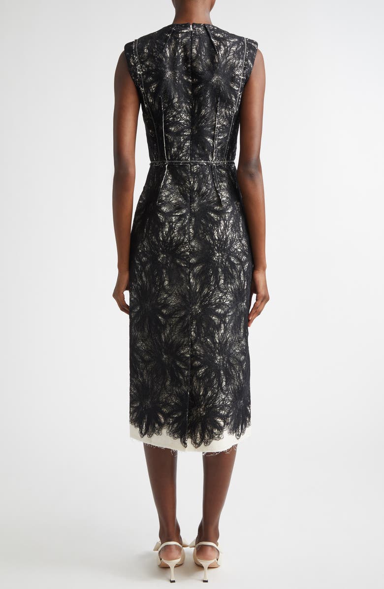 Erdem Metallic Thread Lace Pencil Midi Dress, Alternate, color, Black