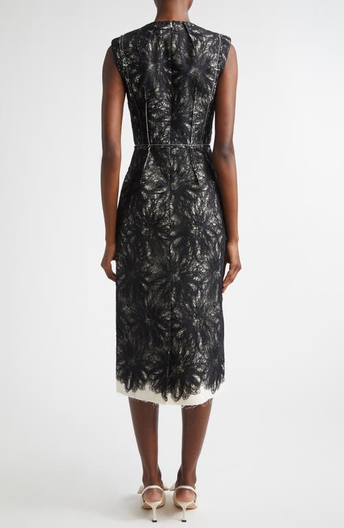Erdem Metallic Thread Lace Pencil Midi Dress In Black