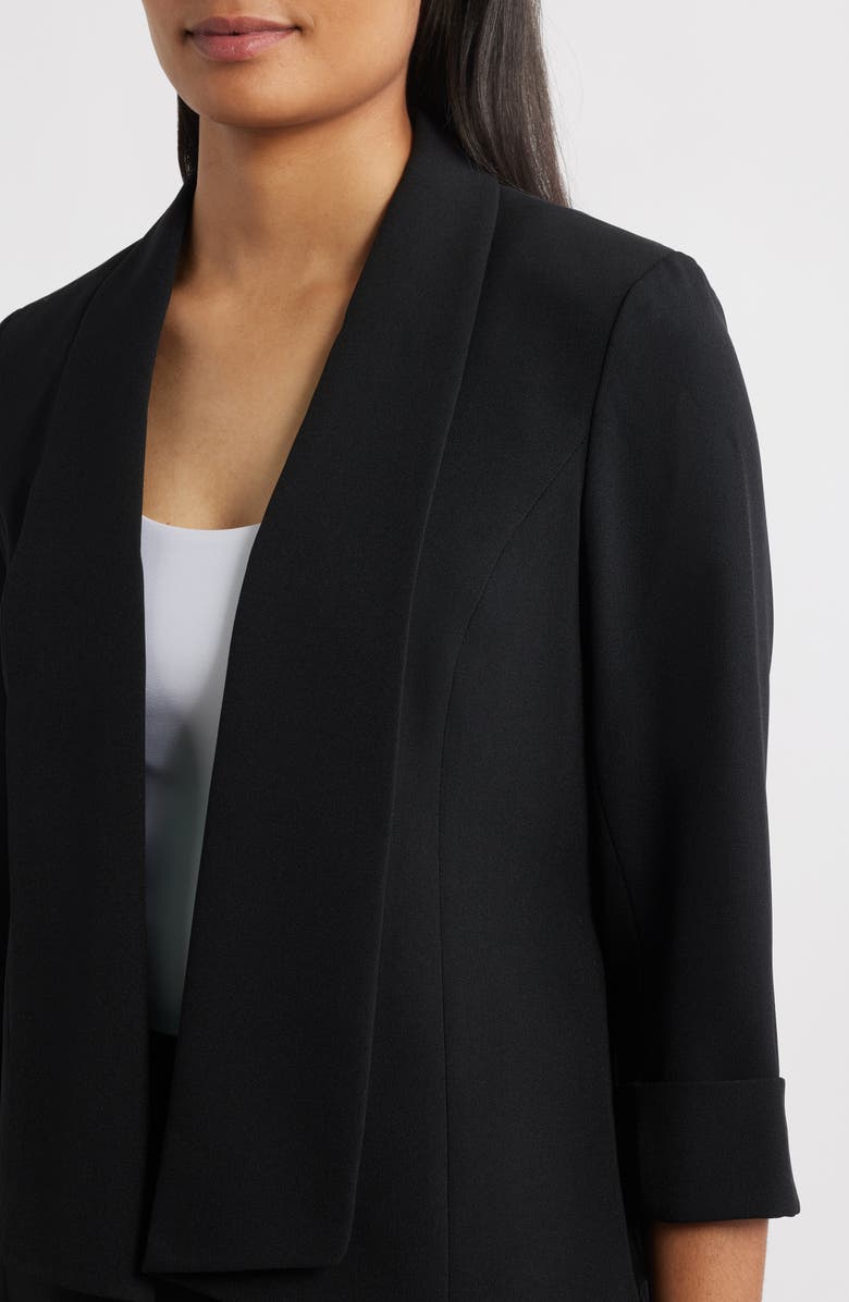 KASPER Shawl Collar Open Front Jacket, Alternate, color, Black