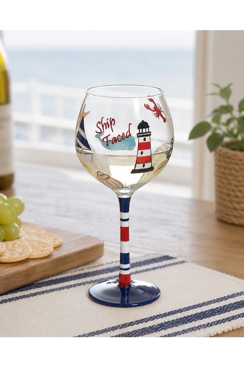 Lighthouse Harbor Drinking Glass 8.76", Alternate, color, Red