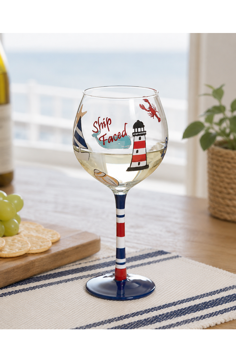 Beachcombers Lighthouse Harbor Drinking Glass 8.76", Alternate, color, Red