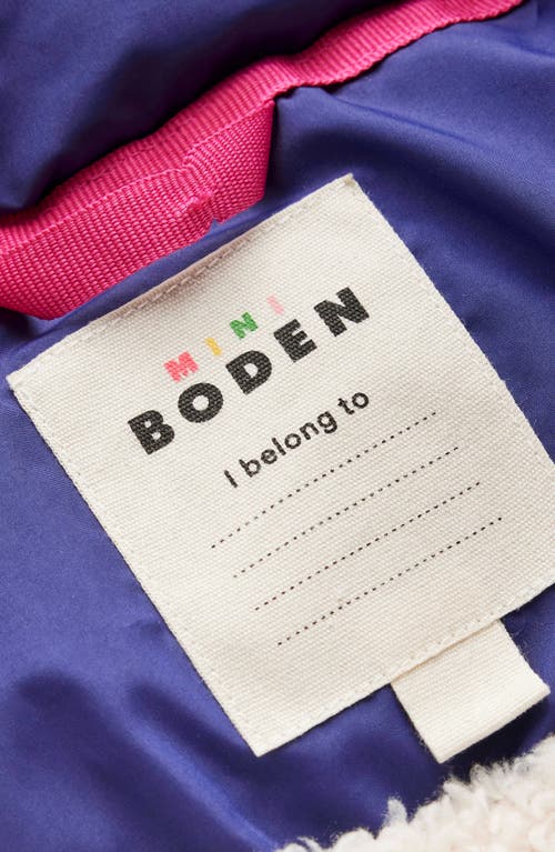 Mini Boden Kids' Longline Hooded Quilted Puffer Coat In Multi