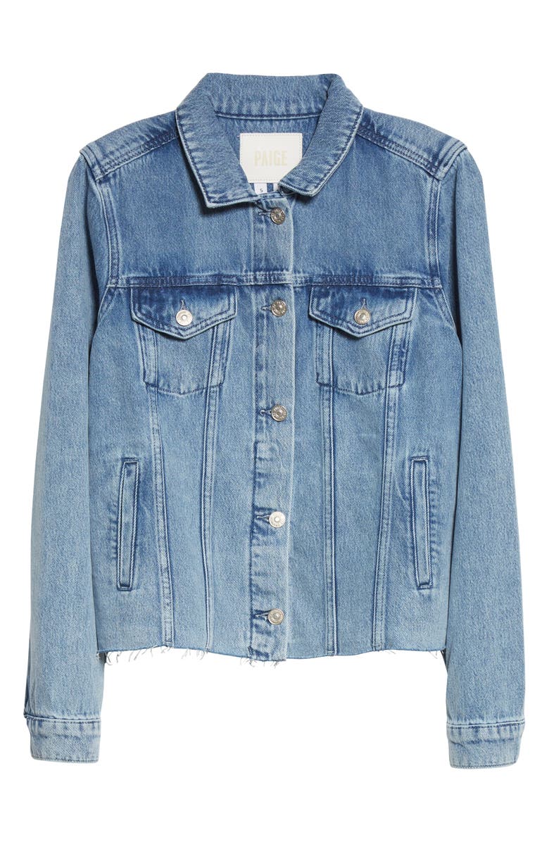 PAIGE Rowan Raw Hem Denim Trucker Jacket, Alternate, color,