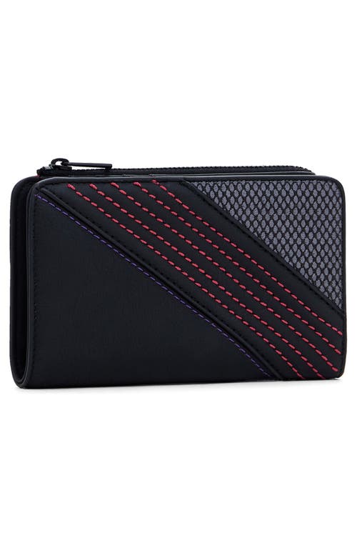 Desigual Faux Leather Bifold Wallet In Black Multi