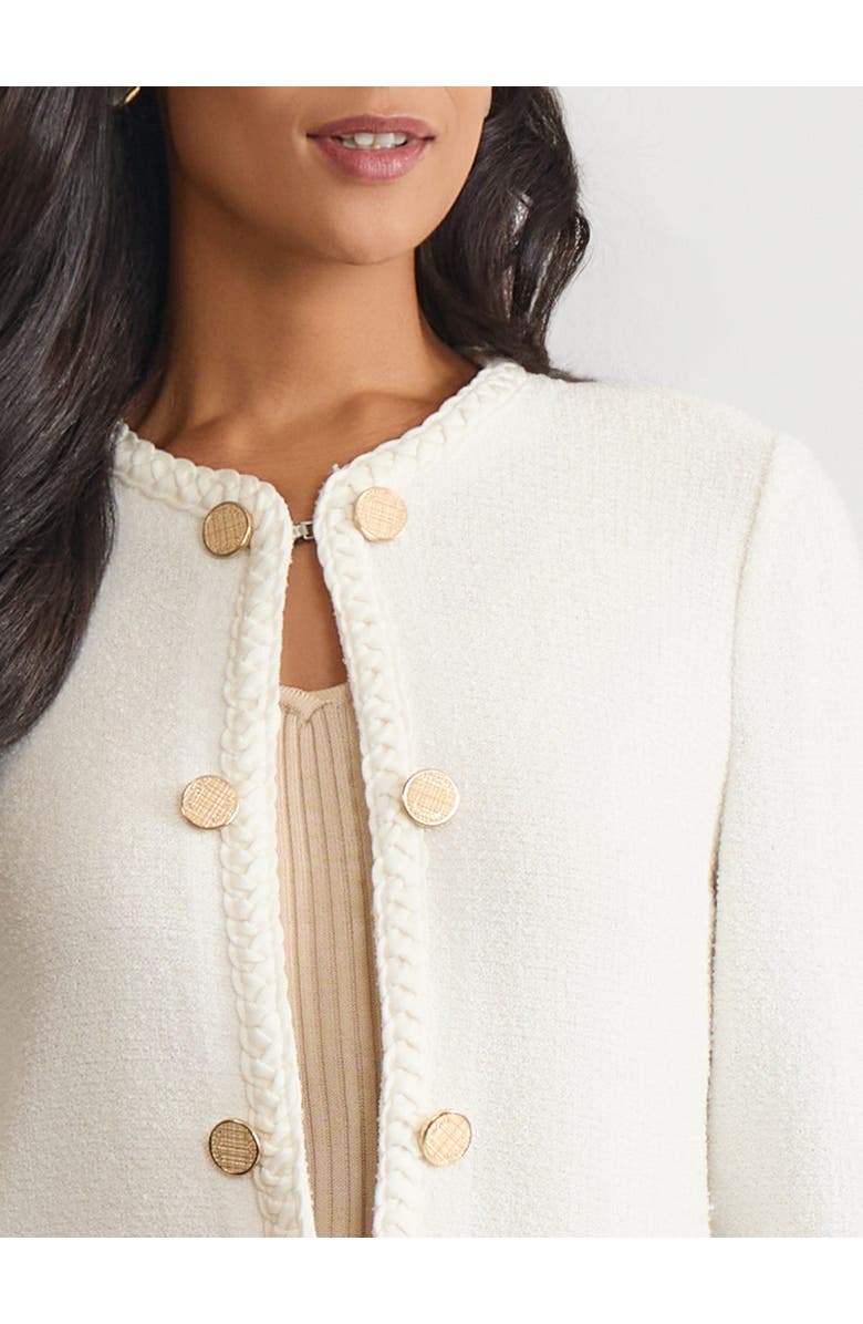 Misook Relaxed Lightweight Soft Tweed Knit Jacket, Alternate, color, New Ivory