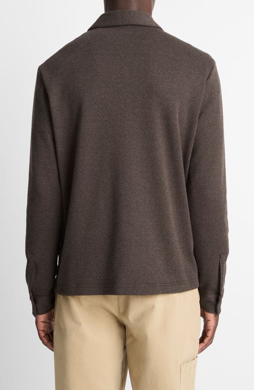 Vince Herringbone Long Sleeve Quarter Zip Polo In Gray