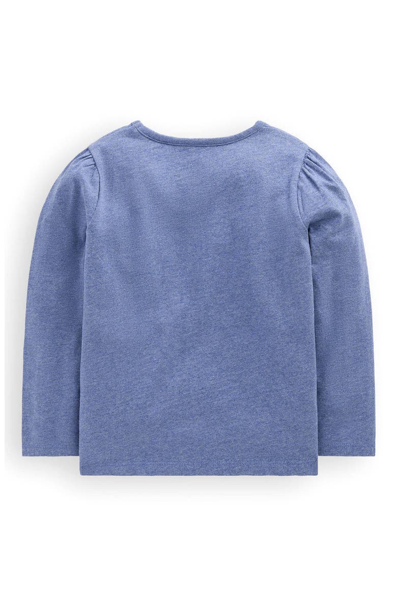 Kids' Puff Sleeve Appliqu T-Shirt, Alternate, color, BLUE MARL PATCHWORK HEART