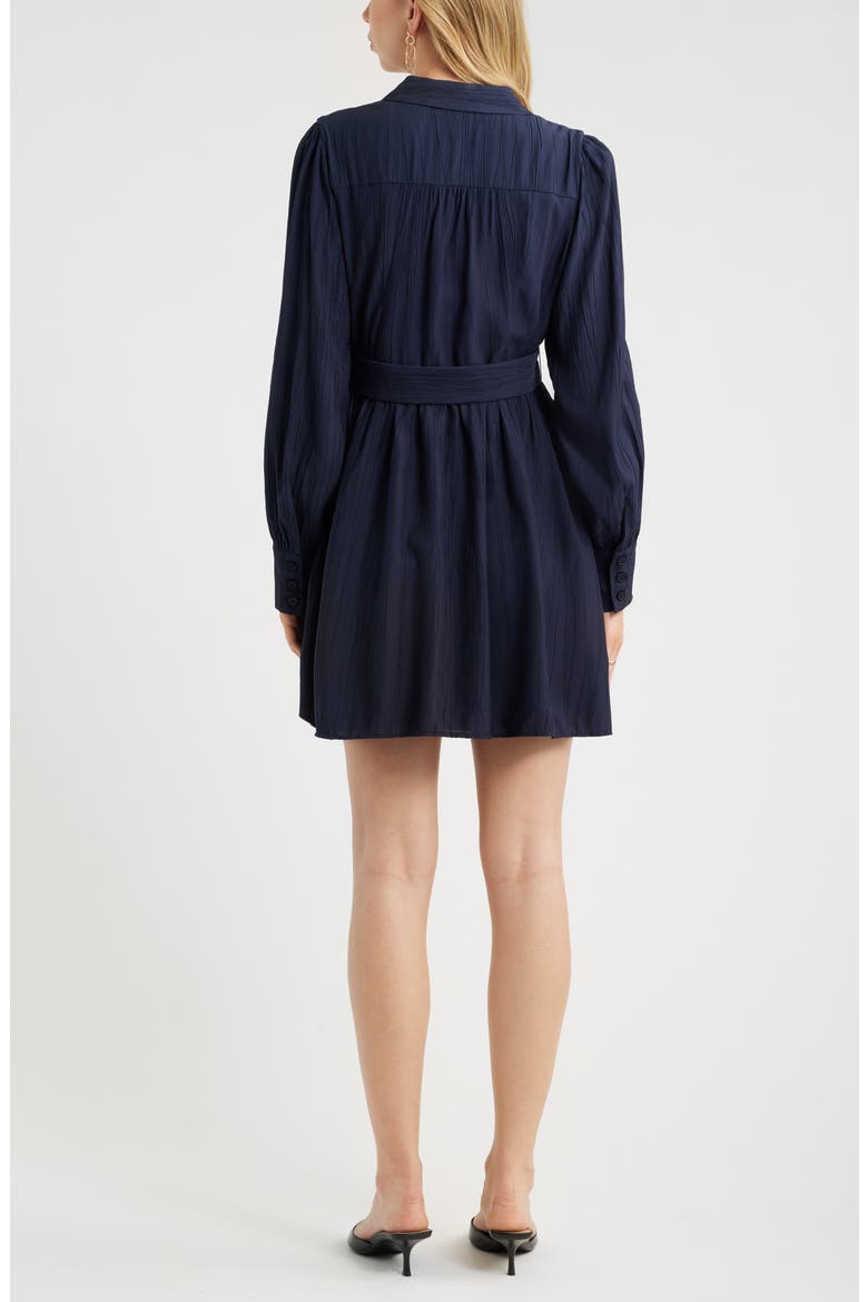 Floral Lace Inset Belted Mini Shirtdress, Alternate, color, NAVY NIGHT