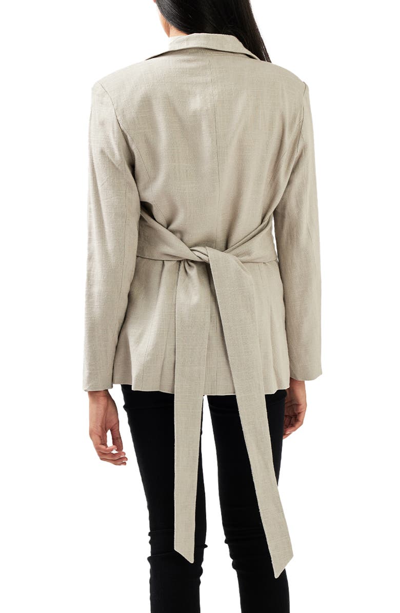 Belle & Bloom Synergy Wrap Tie Waist Blazer, Alternate, color, Warm Grey