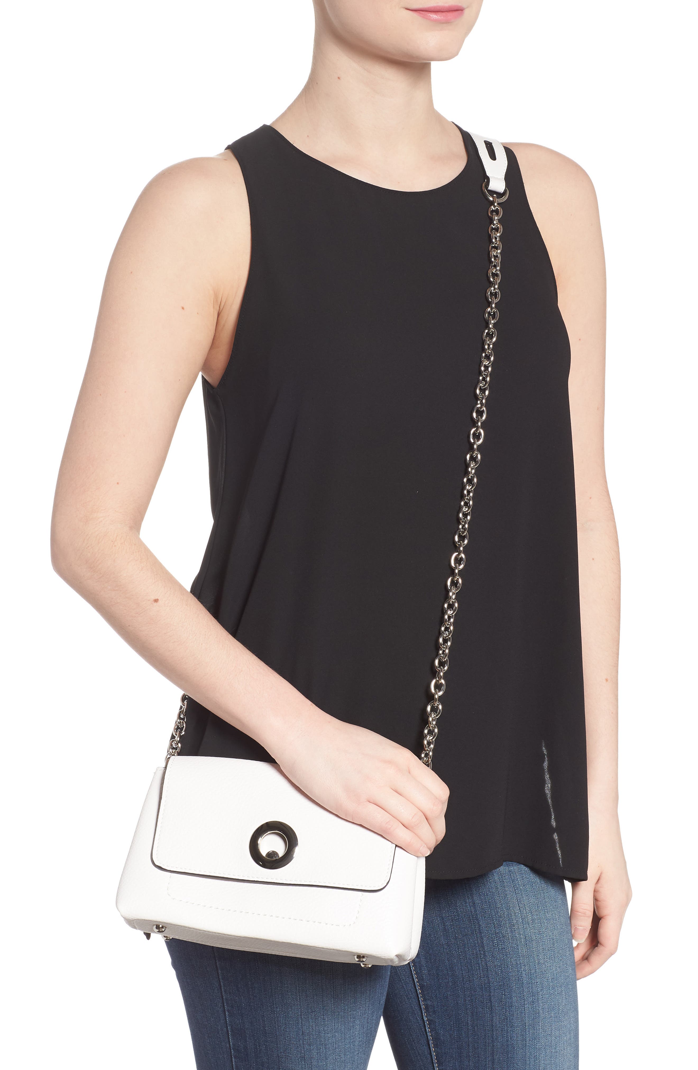 Sondra Roberts Chain Strap Faux Leather Crossbody Bag, Alternate, color, 