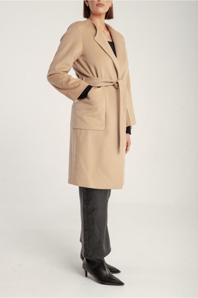 Cashmere Belted Lapel Coat, Alternate, color, Yellow Camel