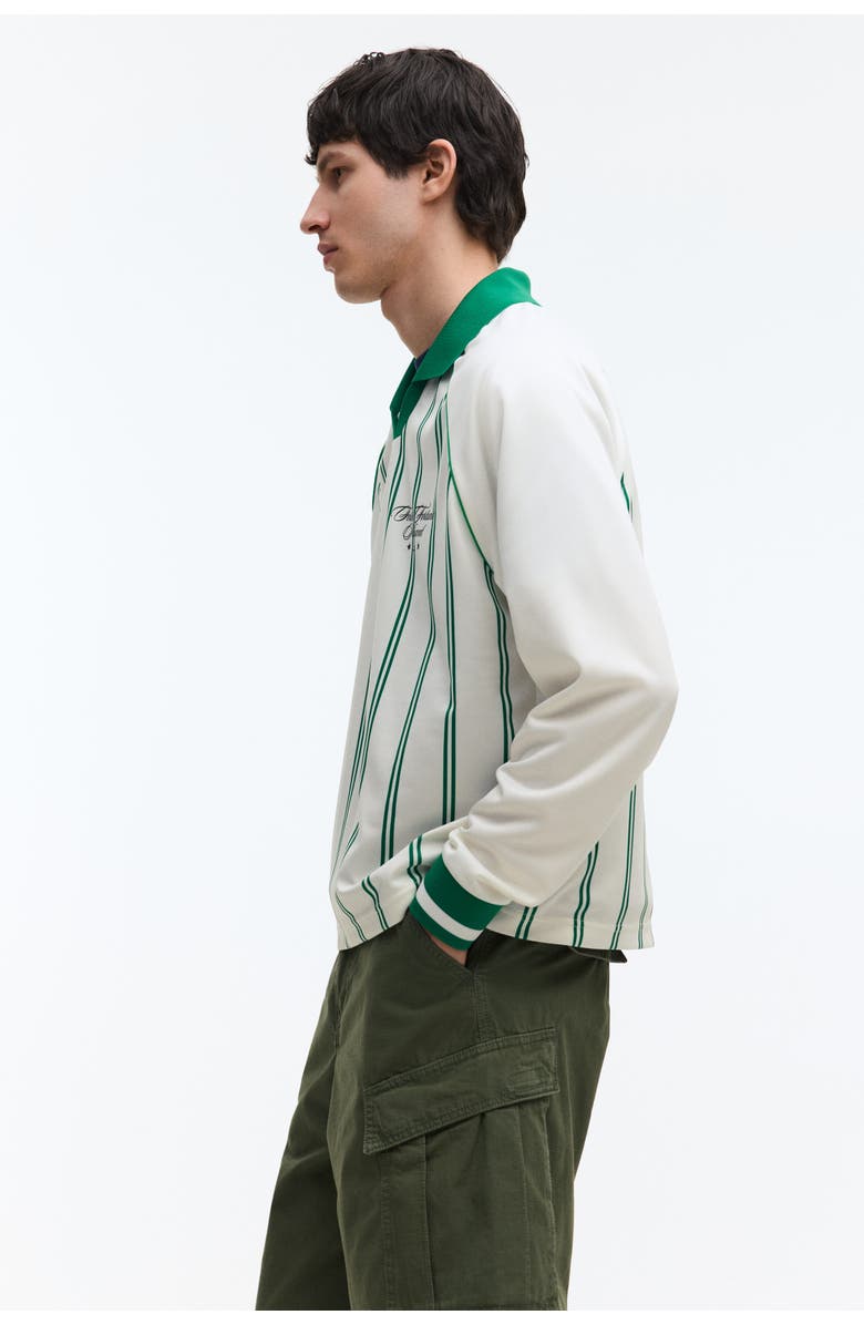 H&M Loose Fit Printed Polo Shirt, Alternate, color, White/Striped