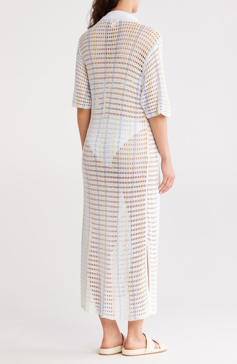 NORDSTROM RACK Open Knit Button-Up Cover-Up Dress, Alternate, color, Blue- White- Yellow Stripe