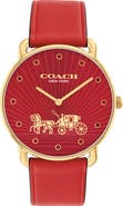 COACH Elliot Leather Strap Watch, 36mm