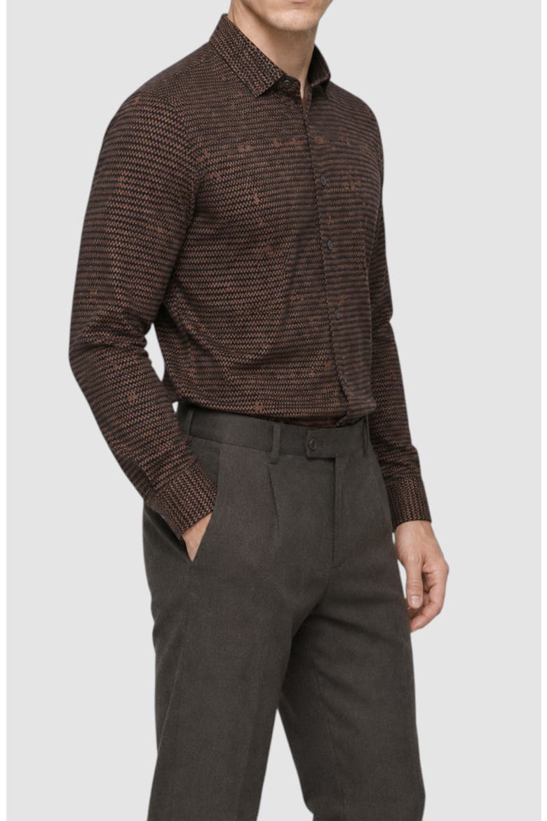 Dynamic Comfort Zigzag Print Shirt, Alternate, color, BROWN