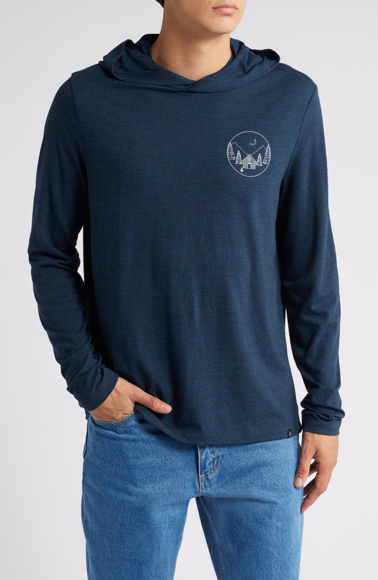 Threads 4 Thought Cabin Camping Long Sleeve Hooded Graphic T-Shirt, Main, color, 