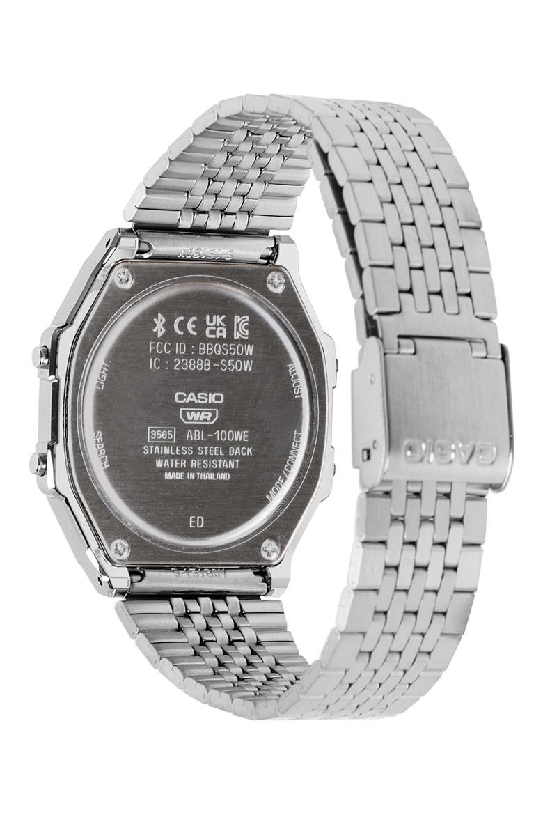 Vintage Silvertone Digital Bracelet Bluetooth® Watch, 41.4mm x 37.9.5mm, Alternate, color, SILVER