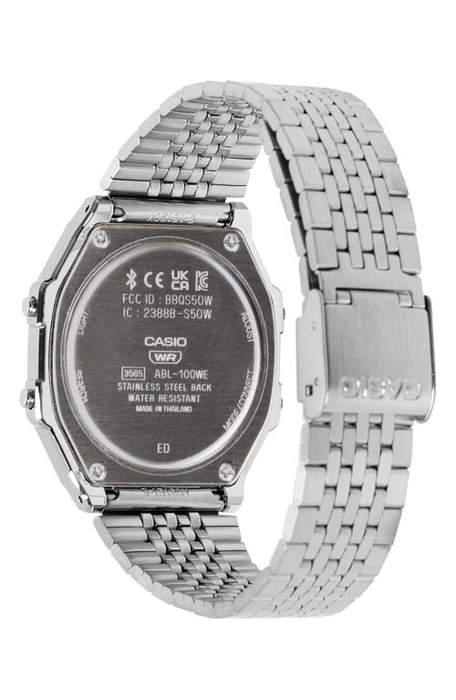Casio Vintage Silvertone Digital Bracelet Bluetooth® Watch, 41.4mm X 37.9.5mm