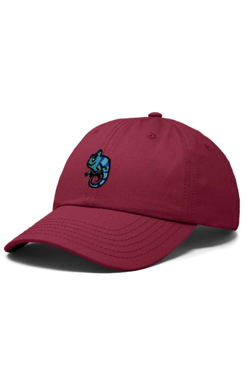 Dalix Chameleon Embroidered Dad Hat In Maroon