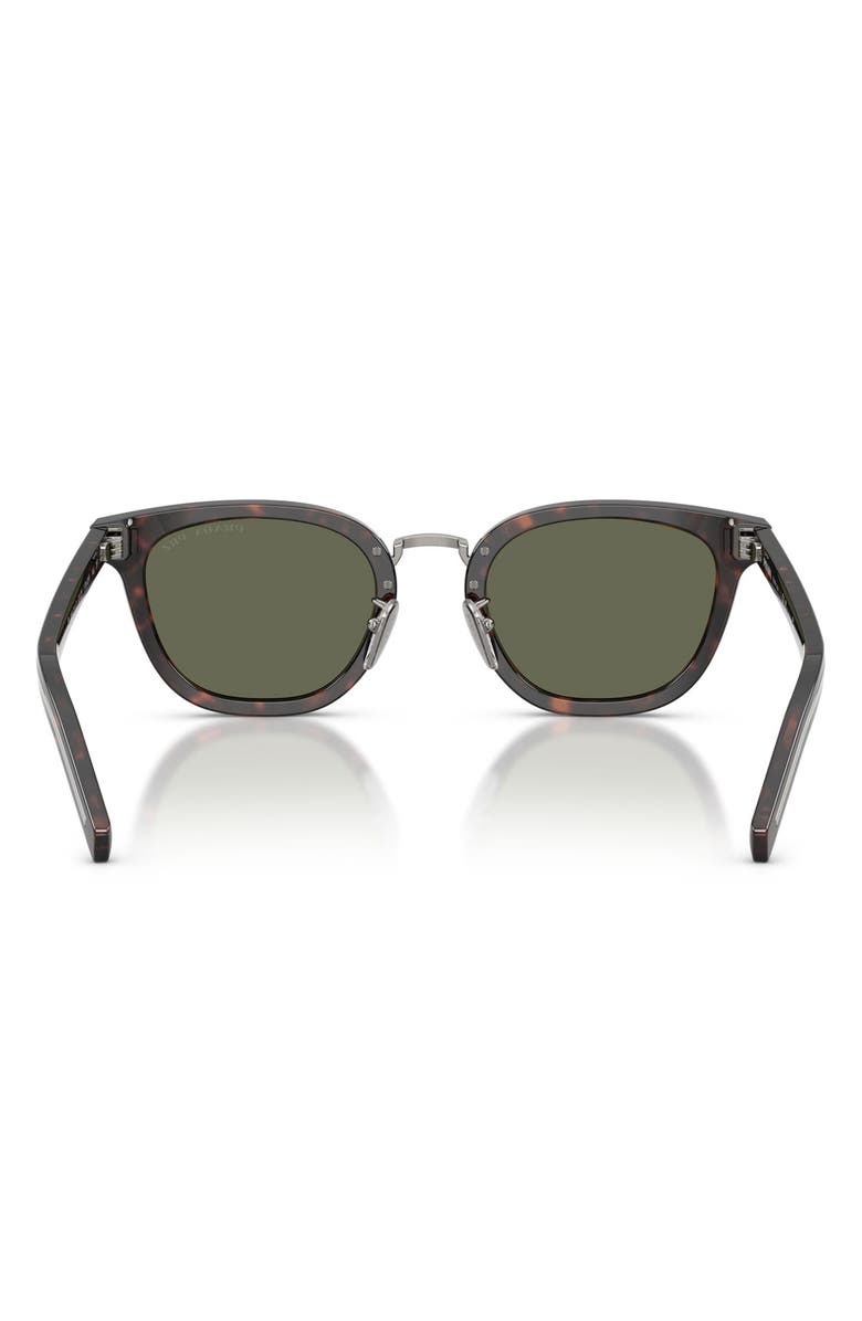 Prada 52mm Polarized Cat Eye Sunglasses, Alternate, color, Root Havana / Green Polar