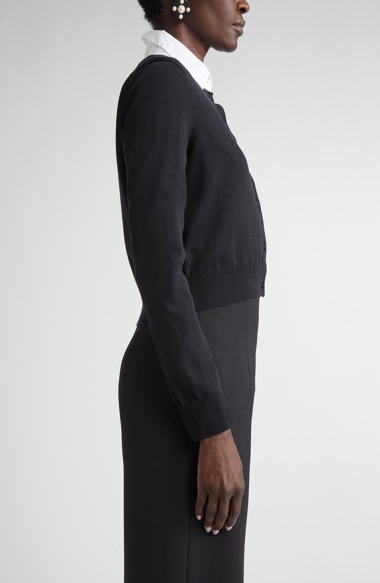 Carolina Herrera Crop Silk & Cotton Cardigan, Alternate, color, 