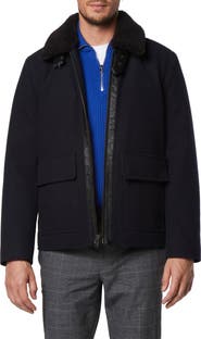 Andrew Marc Hudson Water Resistant Faux Shearling Trim Jacket